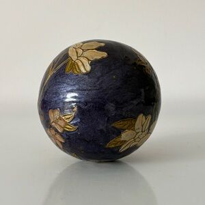 Vintage Cloisonné Enamel Brass Finial Sphere Ball Orb Floral Chinoiserie